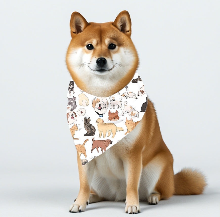 KFX-8435517 Reversible Polyester Pet Bandana in Various Patterns - Sizes S, M, L