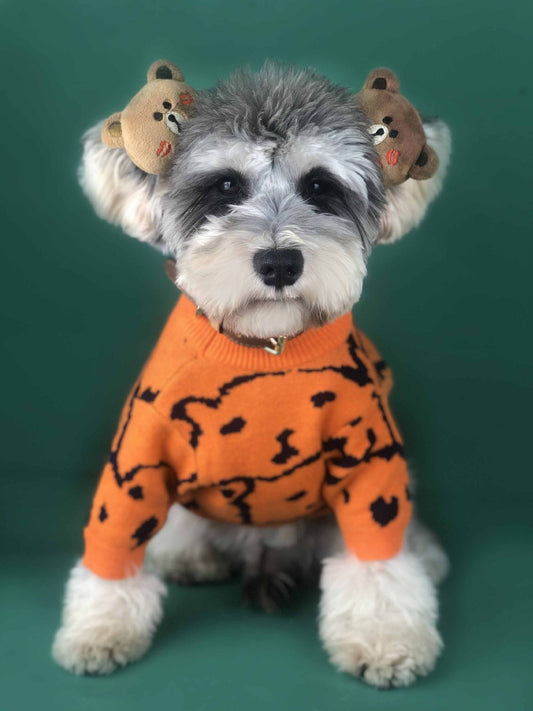 KFX-8435901 Cozy Wool Pullover Dog Sweater for Small Dogs in Orange, Available in Multiple Sizes