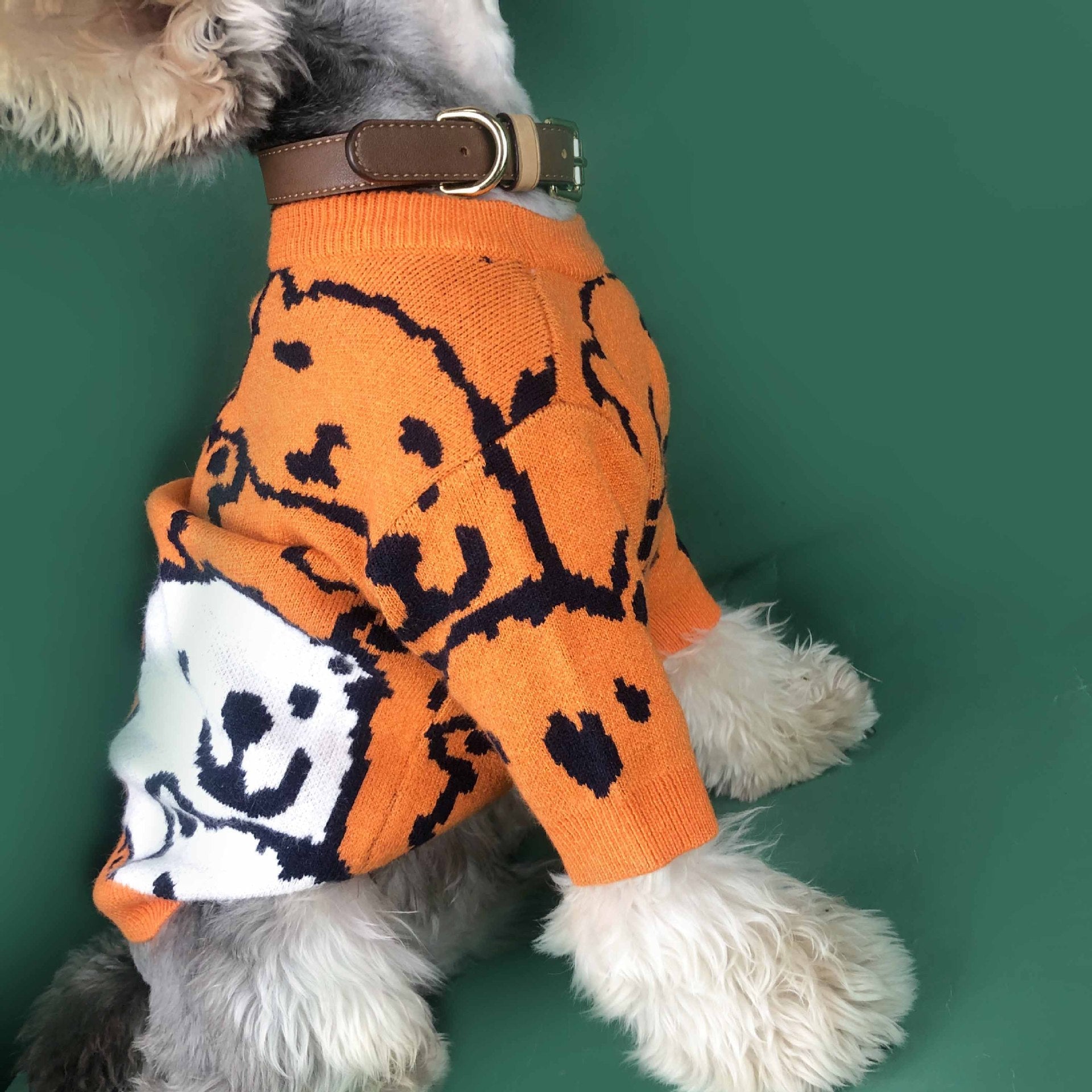 KFX-8435901 Cozy Wool Pullover Dog Sweater for Small Dogs in Orange, Available in Multiple Sizes