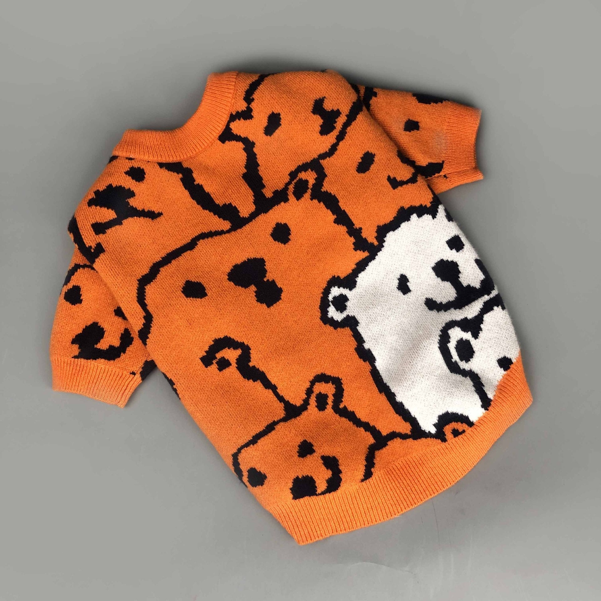 KFX-8435901 Cozy Wool Pullover Dog Sweater for Small Dogs in Orange, Available in Multiple Sizes