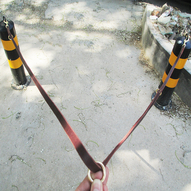 KFX-8437693 Double-Headed Copper Hook Cowhide Dog Traction Belt with Convenient Leash功能
