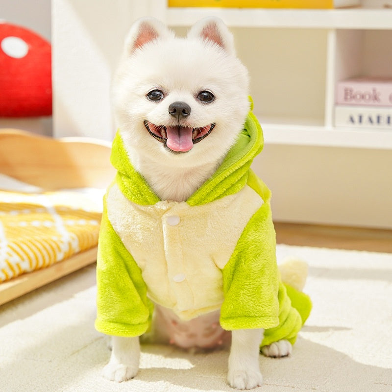KFX-8438461 Dinosaur Costume Fleece Coat for Small Dogs and Cats - Cute, Cozy, and Easy to Wear