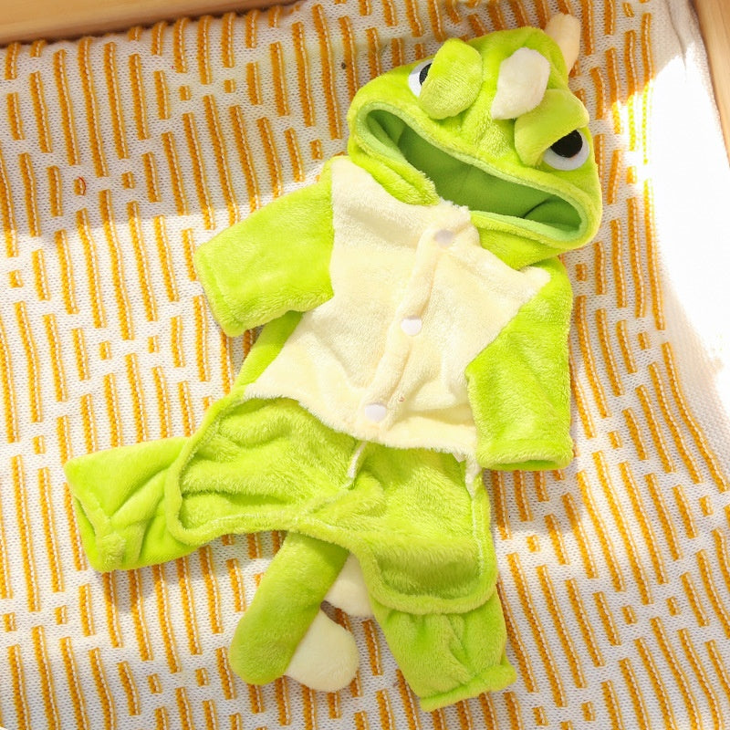 KFX-8438461 Dinosaur Costume Fleece Coat for Small Dogs and Cats - Cute, Cozy, and Easy to Wear