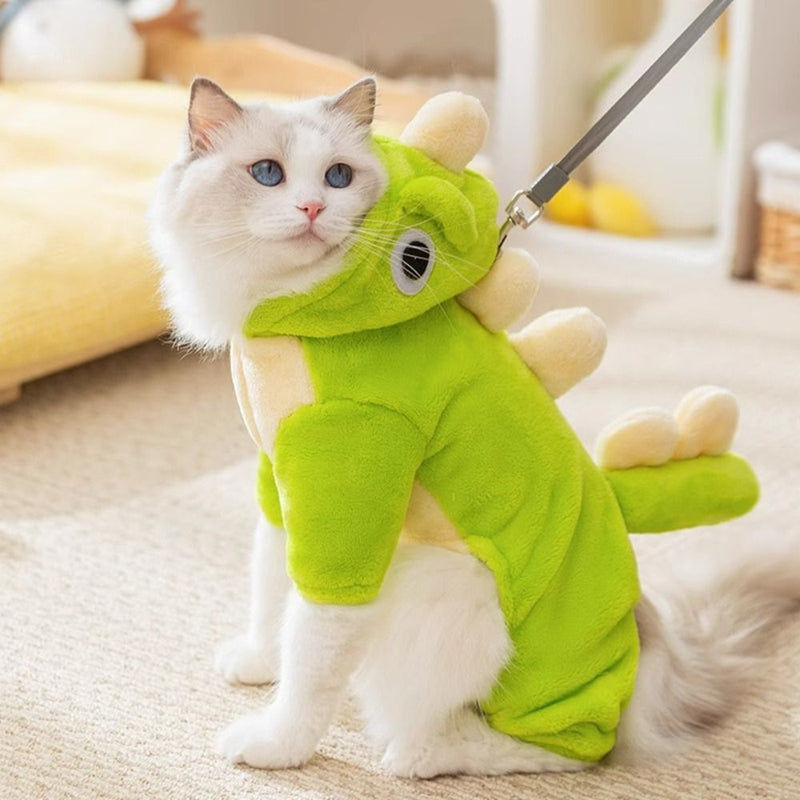 KFX-8438461 Dinosaur Costume Fleece Coat for Small Dogs and Cats - Cute, Cozy, and Easy to Wear