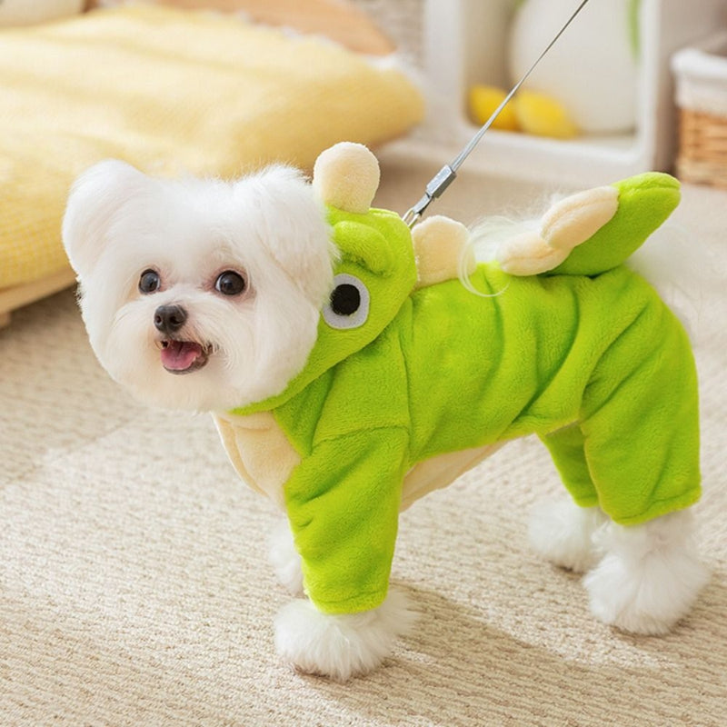 KFX-8438461 Dinosaur Costume Fleece Coat for Small Dogs and Cats - Cute, Cozy, and Easy to Wear
