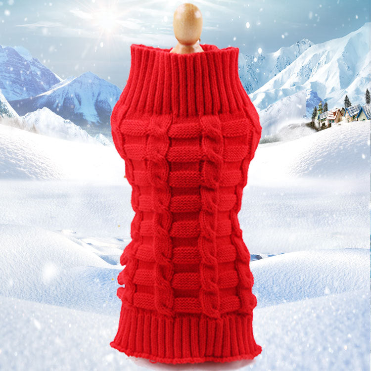 KFX-8441661 Cashmere Twisted Rope Dog Sweater - Cozy Wool Pet Apparel, Various Sizes Available