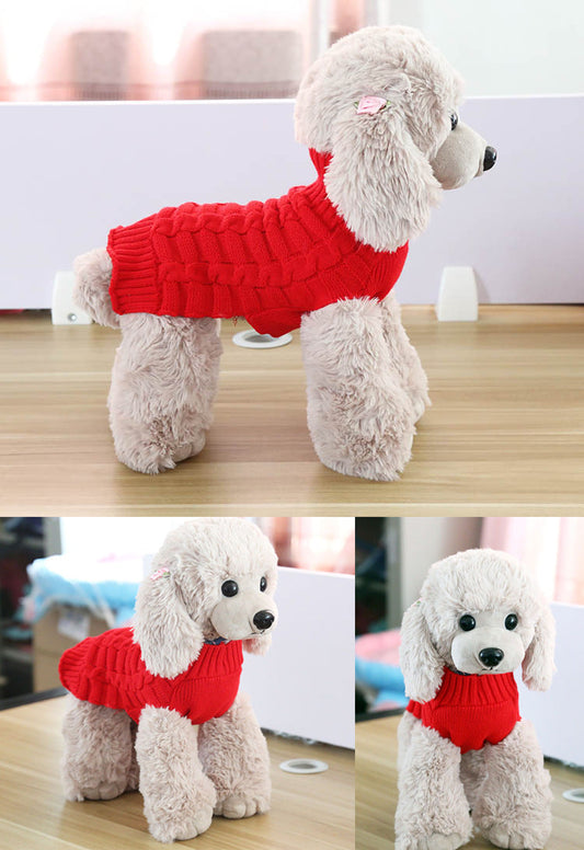 KFX-8441661 Cashmere Twisted Rope Dog Sweater - Cozy Wool Pet Apparel, Various Sizes Available