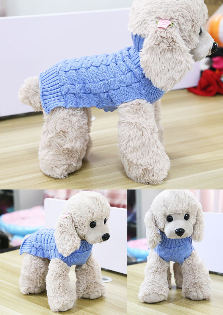 KFX-8441661 Cashmere Twisted Rope Dog Sweater - Cozy Wool Pet Apparel, Various Sizes Available