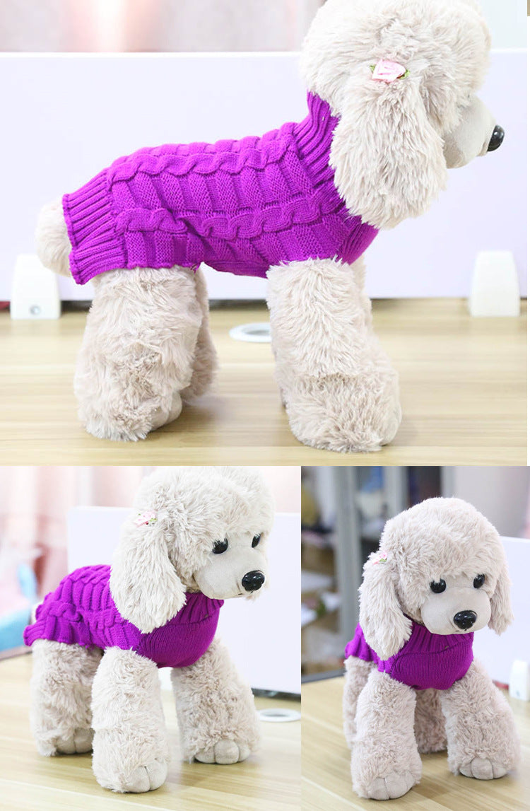 KFX-8441661 Cashmere Twisted Rope Dog Sweater - Cozy Wool Pet Apparel, Various Sizes Available