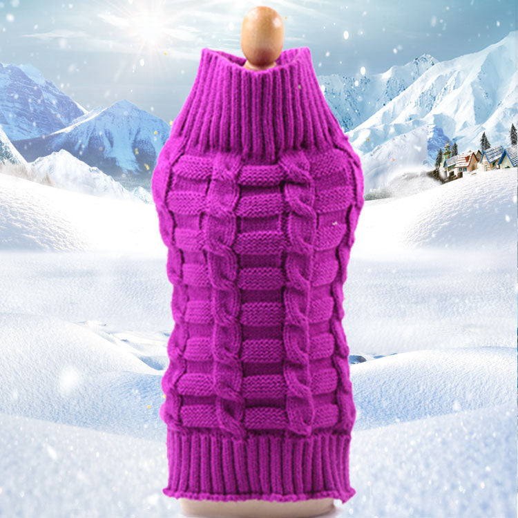 KFX-8441661 Cashmere Twisted Rope Dog Sweater - Cozy Wool Pet Apparel, Various Sizes Available