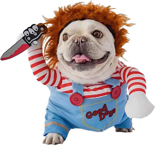 KFX-8443325 Halloween Striped Harness Pants for Dogs and Cats - 3-Piece Fun Costume Set
