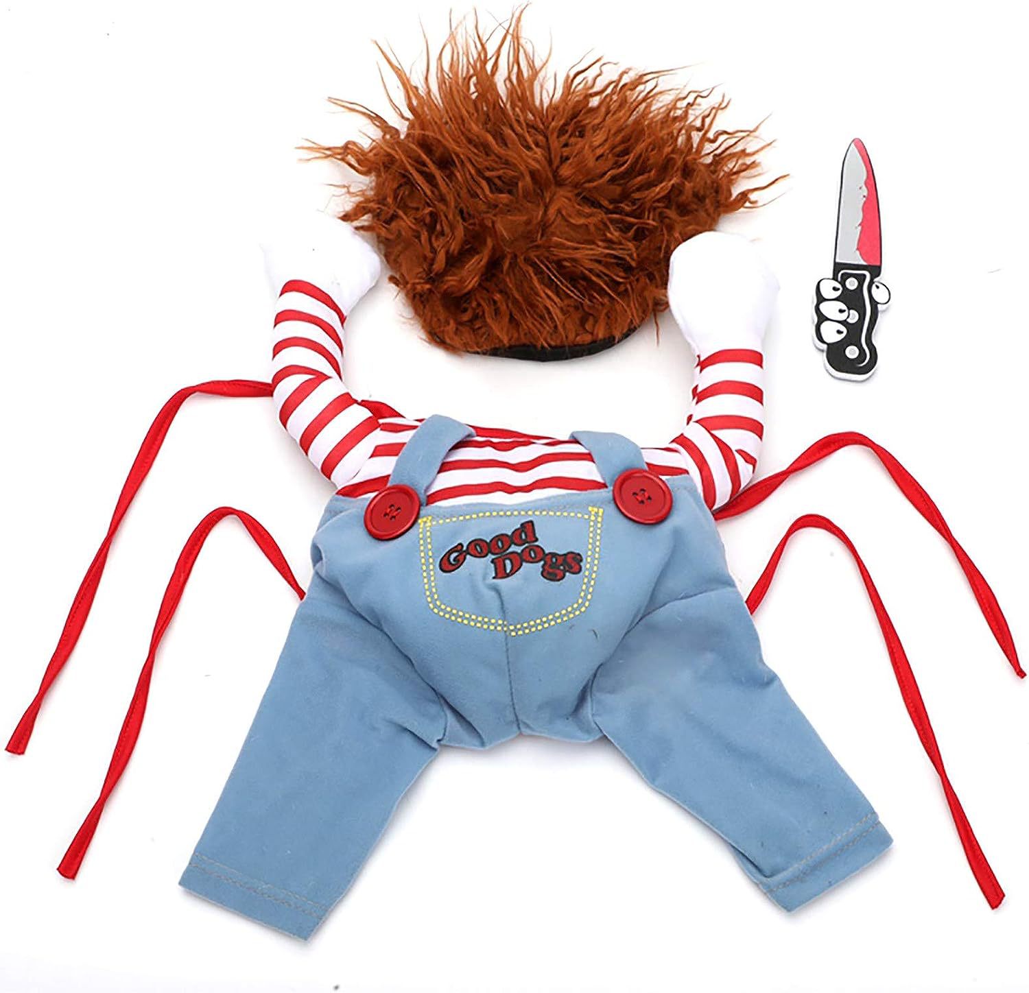 KFX-8443325 Halloween Striped Harness Pants for Dogs and Cats - 3-Piece Fun Costume Set