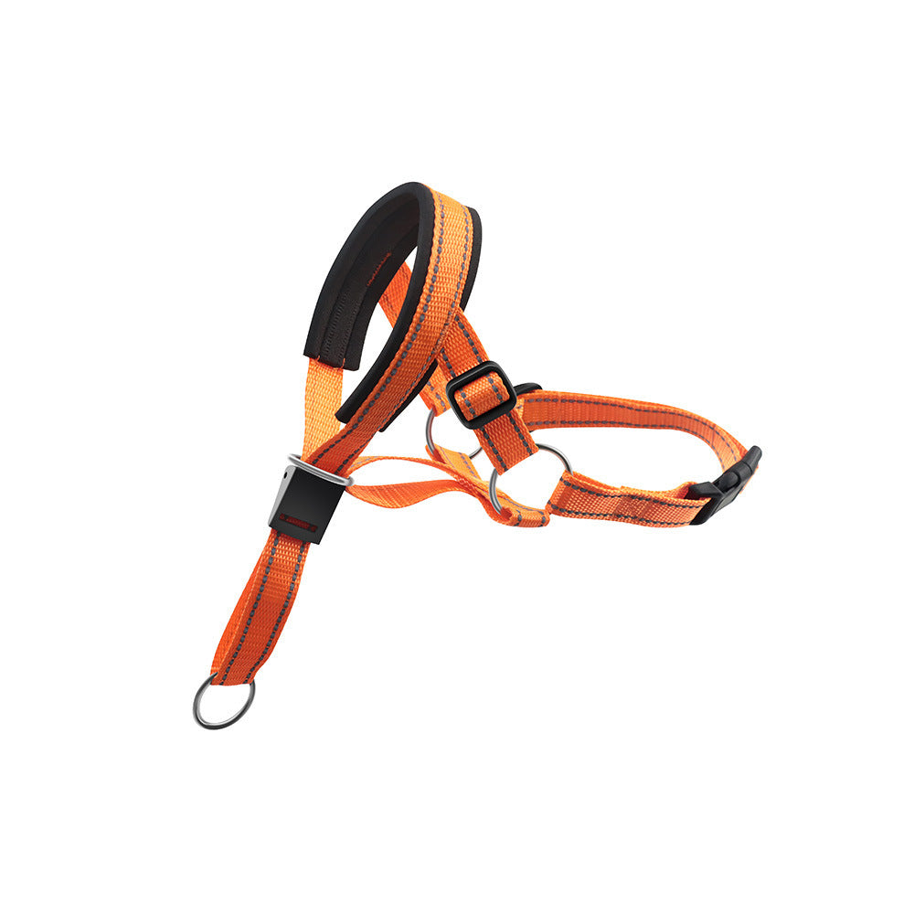 KFX-8443453 Adjustable Nylon Dog Leash with Mouth Cover in Orange, Blue, Red - Sizes S, M, L, XL