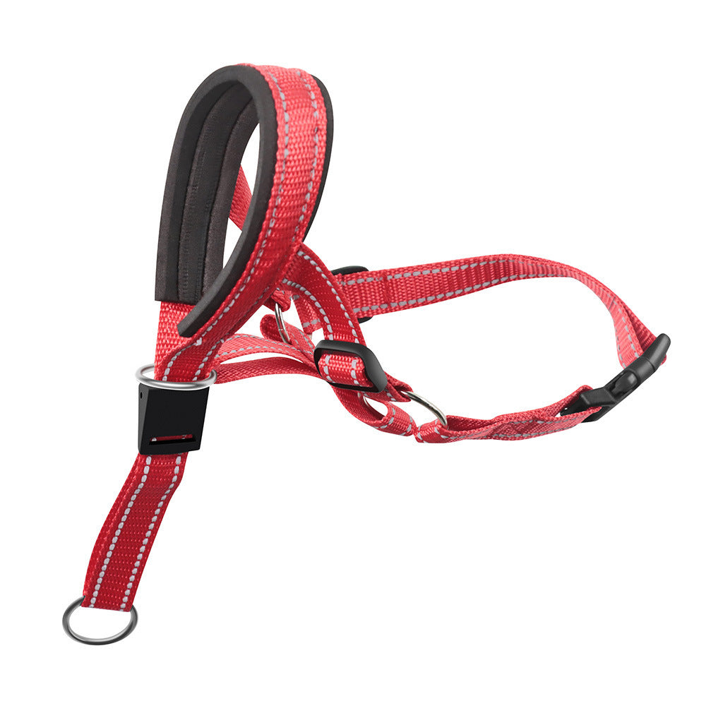 KFX-8443453 Adjustable Nylon Dog Leash with Mouth Cover in Orange, Blue, Red - Sizes S, M, L, XL