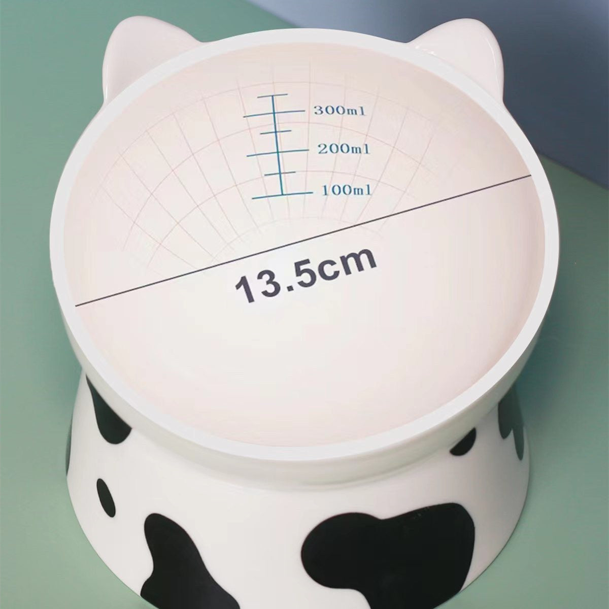 KFX-8443837 Ceramic Pet Bowl with High Foot and Oblique Mouth Design for Cervical Spine Protection