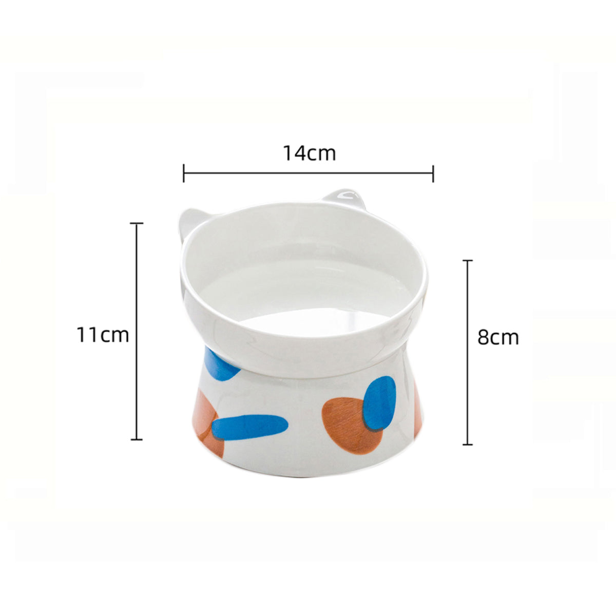 KFX-8443837 Ceramic Pet Bowl with High Foot and Oblique Mouth Design for Cervical Spine Protection