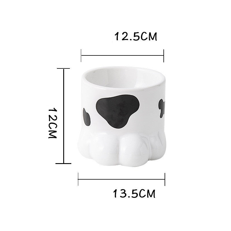 KFX-8443837 Ceramic Pet Bowl with High Foot and Oblique Mouth Design for Cervical Spine Protection