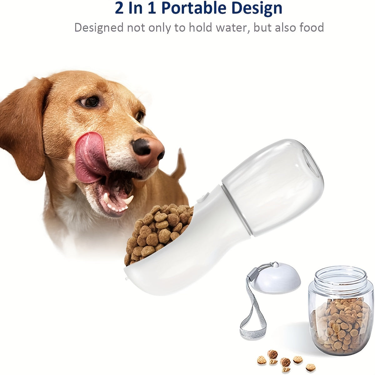 KFX-8445117 Leak-Proof 2-in-1 Dog Water Bottle with Food Container for Travel, Hiking and Outdoor Activities