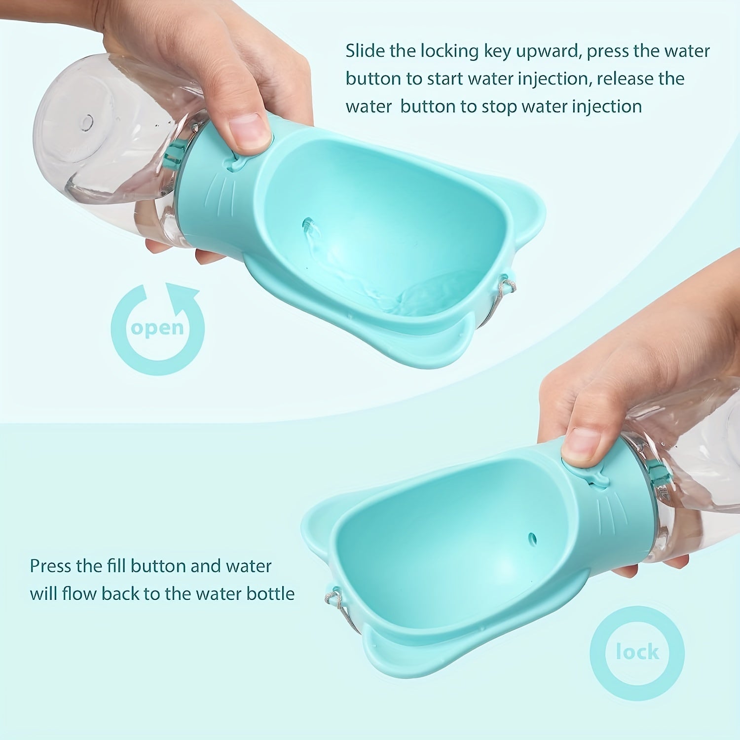 KFX-8445117 Leak-Proof 2-in-1 Dog Water Bottle with Food Container for Travel, Hiking and Outdoor Activities