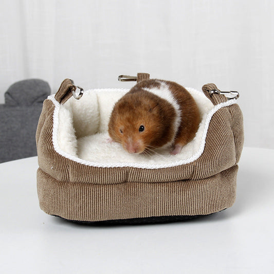 KFX-8447677 Cozy Removable Velvet Mini Sofa Nest Cushion for Small Pets - Brown/Red