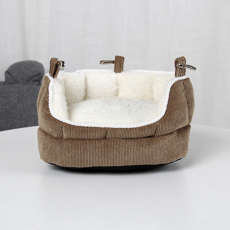KFX-8447677 Cozy Removable Velvet Mini Sofa Nest Cushion for Small Pets - Brown/Red