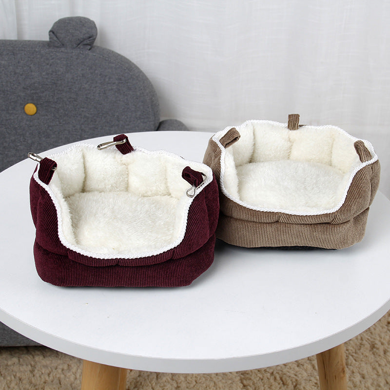 KFX-8447677 Cozy Removable Velvet Mini Sofa Nest Cushion for Small Pets - Brown/Red