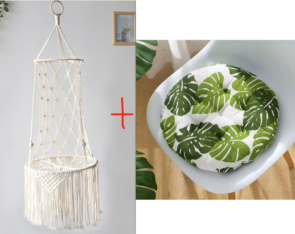 KFX-8450877 Macrame Cat Hammock Bed - Stylish Wall Hanging Pet Swing for Cats