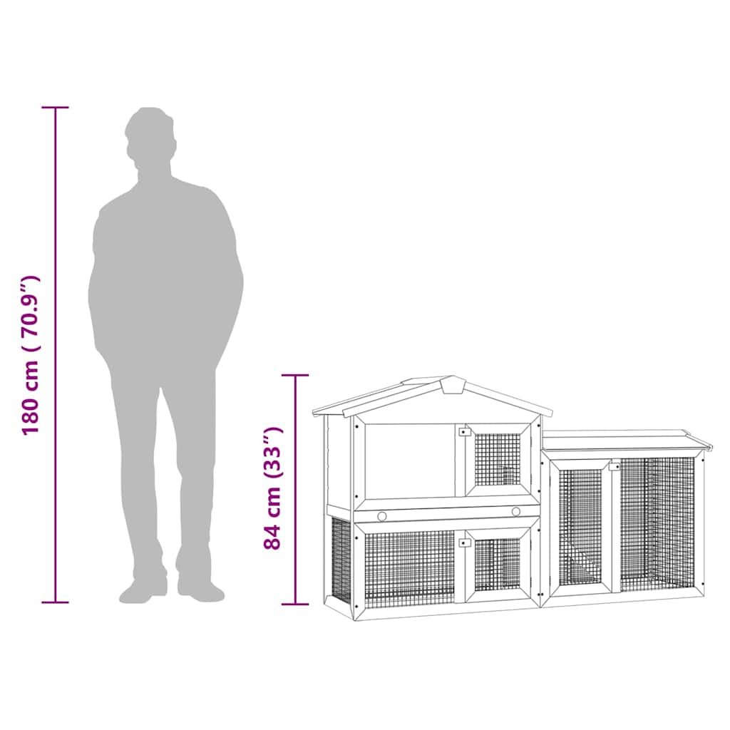 KFX-8451005 Spacious Two-Level Rabbit Hutch with Ramp and Removable Tray