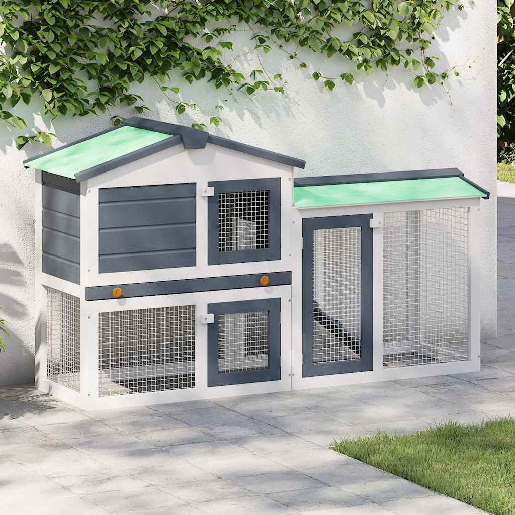 KFX-8451005 Spacious Two-Level Rabbit Hutch with Ramp and Removable Tray