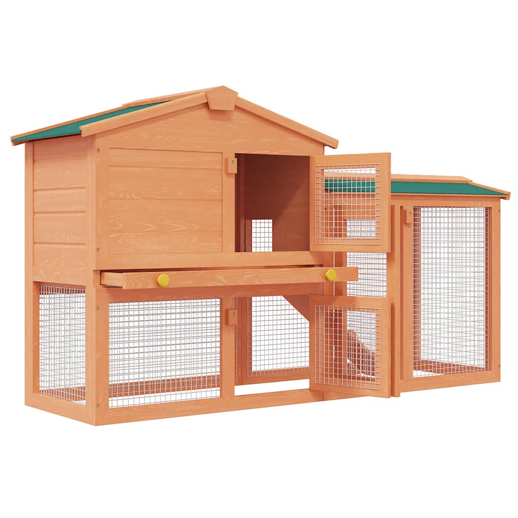 KFX-8451005 Spacious Two-Level Rabbit Hutch with Ramp and Removable Tray