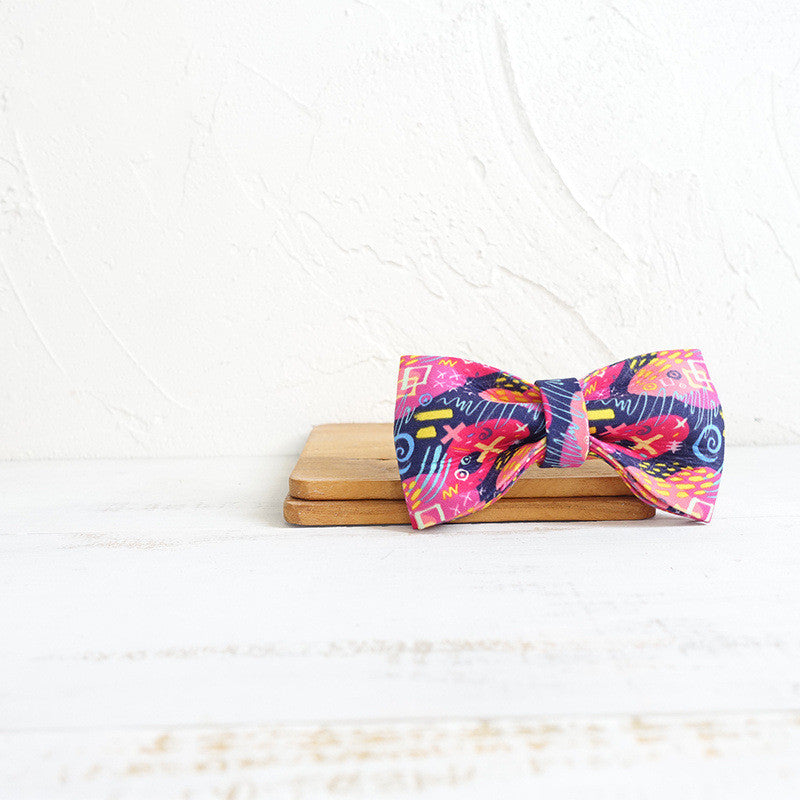 KFX-8451645 Graffiti Design Polyester Dog Collar with Flower Bow Accessories