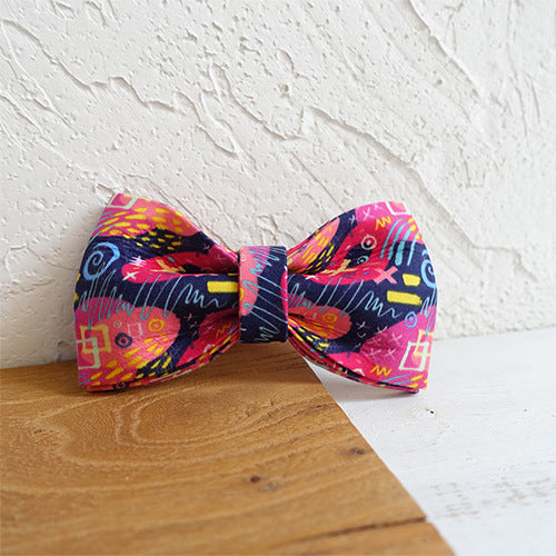 KFX-8451645 Graffiti Design Polyester Dog Collar with Flower Bow Accessories