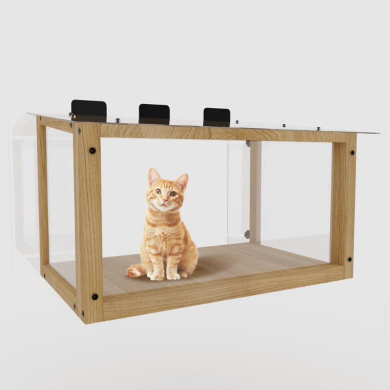 KFX-8453053 Waterproof Cat Window Perch - Secure Outdoor Catio for Indoor Cats, Fits Single-Hung Windows 24-35 In, Durable Wooden Design