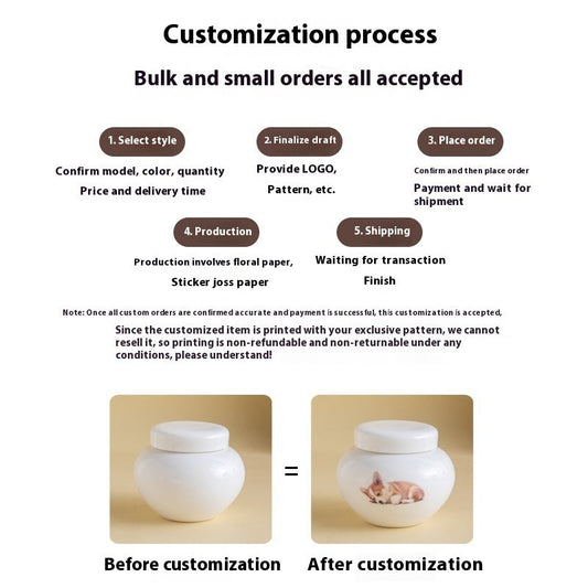 KFX-8453437 Ceramic Ash Urn for Pet Remains with Handmade Craftsmanship and Storage for Teeth and Hair