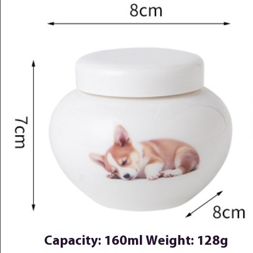 KFX-8453437 Ceramic Ash Urn for Pet Remains with Handmade Craftsmanship and Storage for Teeth and Hair