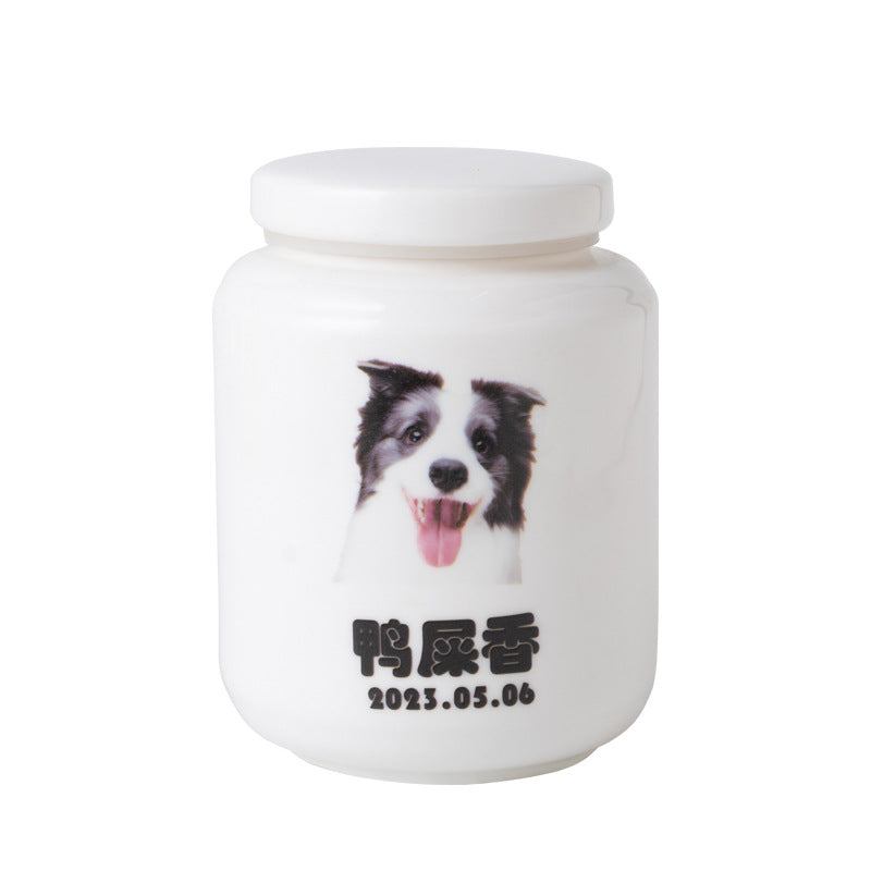 KFX-8453437 Ceramic Ash Urn for Pet Remains with Handmade Craftsmanship and Storage for Teeth and Hair