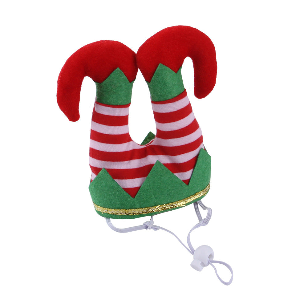KFX-8453565 Funny Striped Clown Hat for Dogs - Comfortable Flannel Christmas Ornament