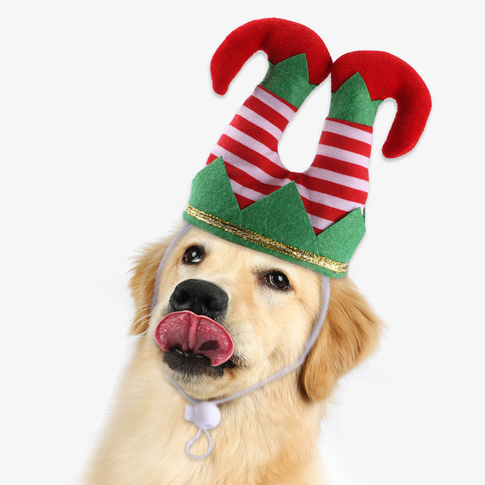 KFX-8453565 Funny Striped Clown Hat for Dogs - Comfortable Flannel Christmas Ornament