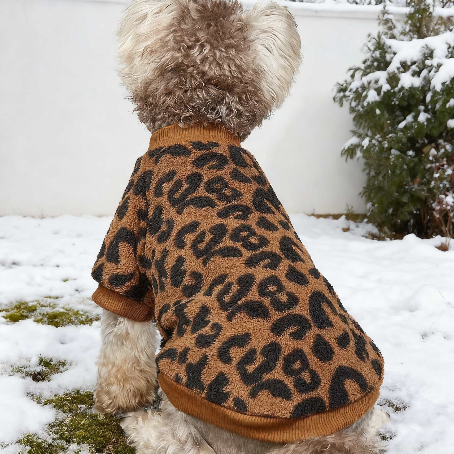 KFX-8454973 Leopard Print Dog Sweater for Warmth and Style - Available in Multiple Sizes