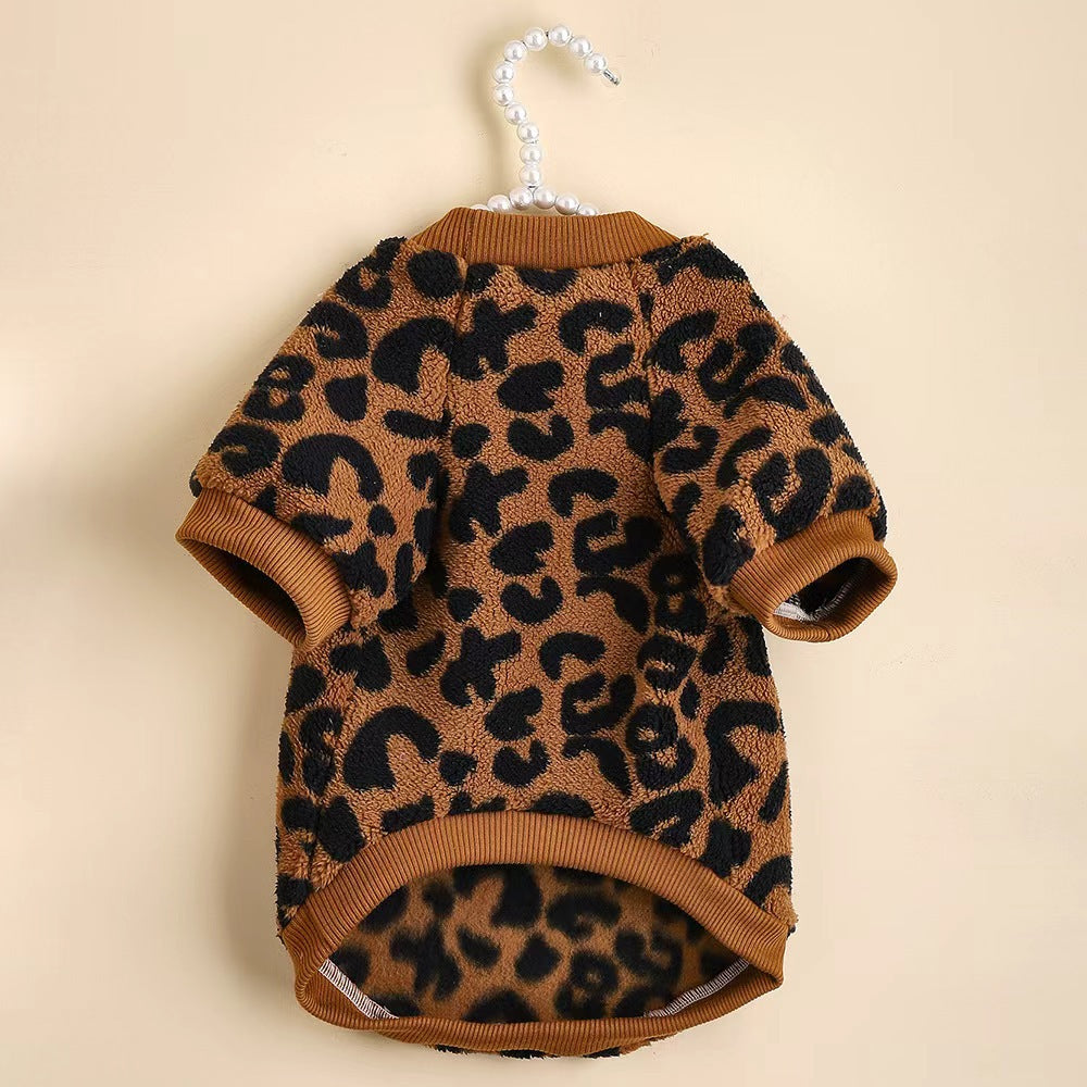 KFX-8454973 Leopard Print Dog Sweater for Warmth and Style - Available in Multiple Sizes