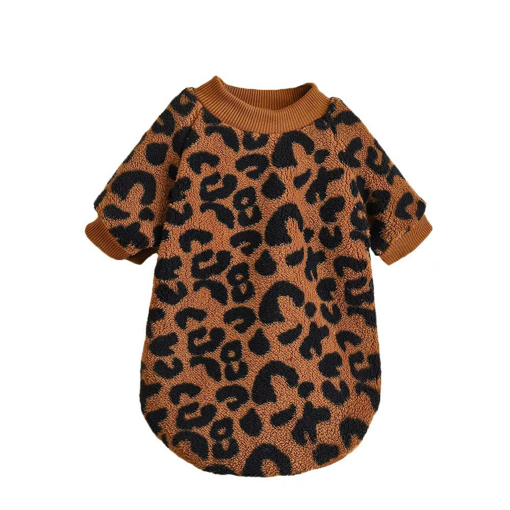KFX-8454973 Leopard Print Dog Sweater for Warmth and Style - Available in Multiple Sizes