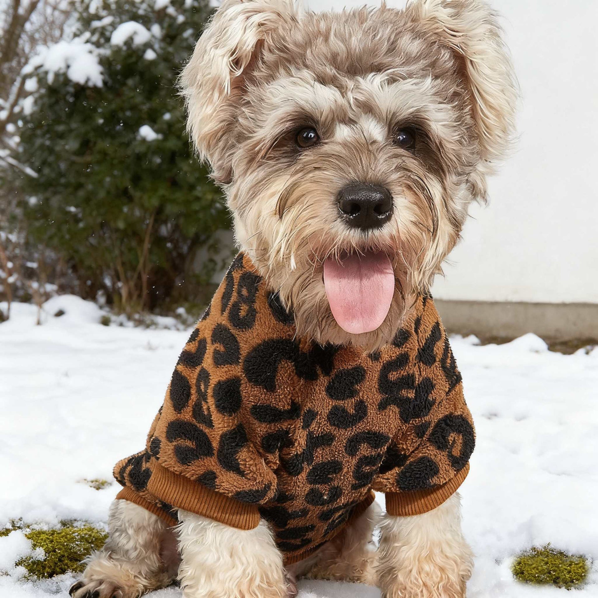 KFX-8454973 Leopard Print Dog Sweater for Warmth and Style - Available in Multiple Sizes