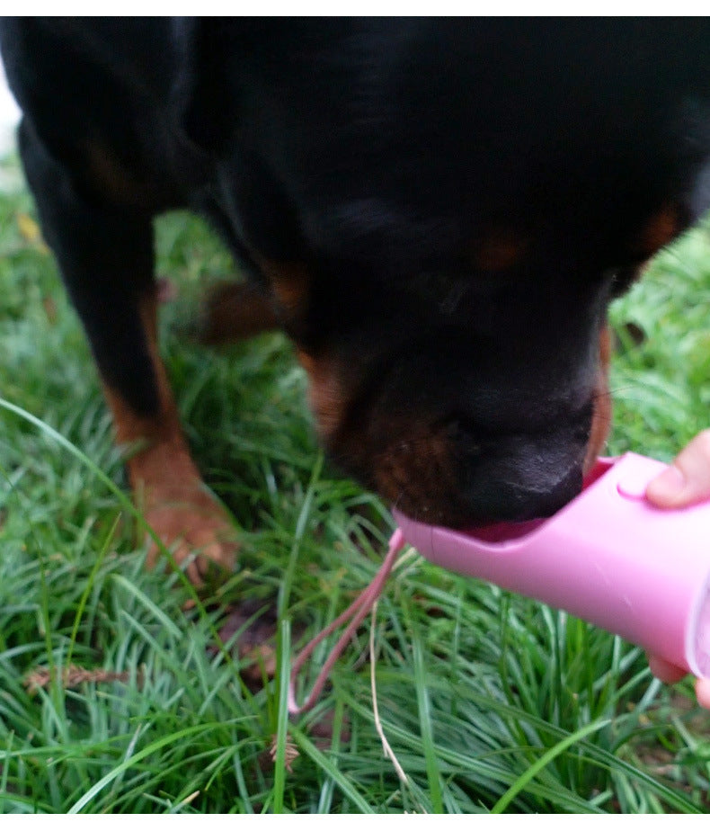 KFX-8455229 Portable Leak-Proof Pet Water Bottle with Food Dispenser for Traveling and Walking