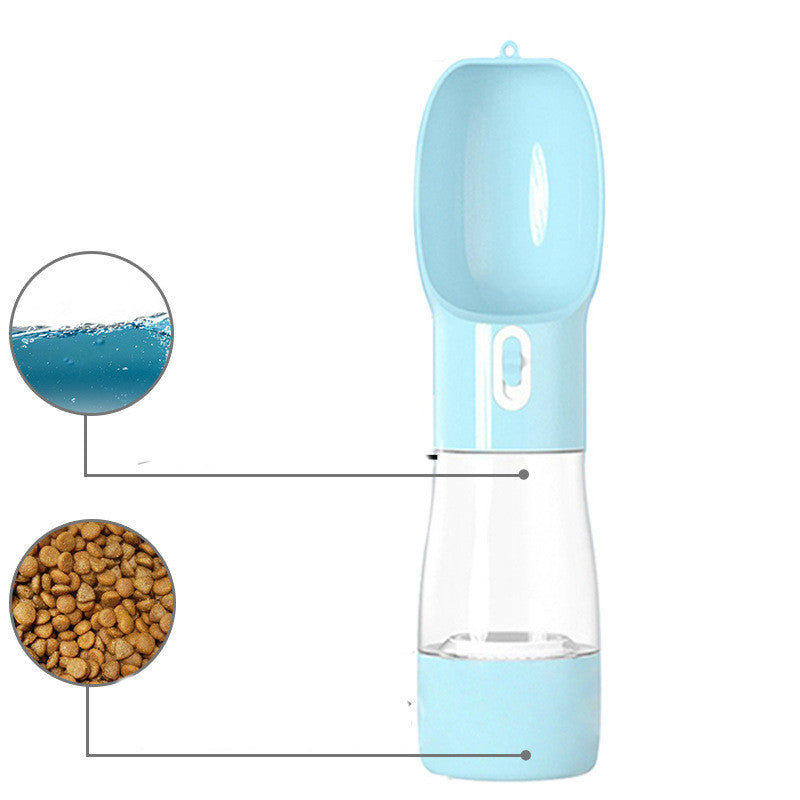 KFX-8455229 Portable Leak-Proof Pet Water Bottle with Food Dispenser for Traveling and Walking