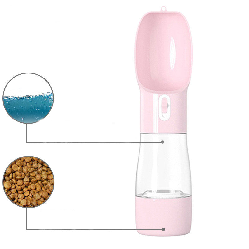 KFX-8455229 Portable Leak-Proof Pet Water Bottle with Food Dispenser for Traveling and Walking