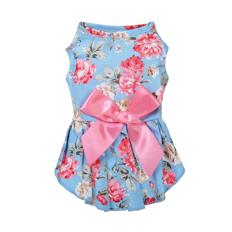KFX-8456765 Charming Princess Summer Dress for Pets in Various Floral and Polka Dot Designs