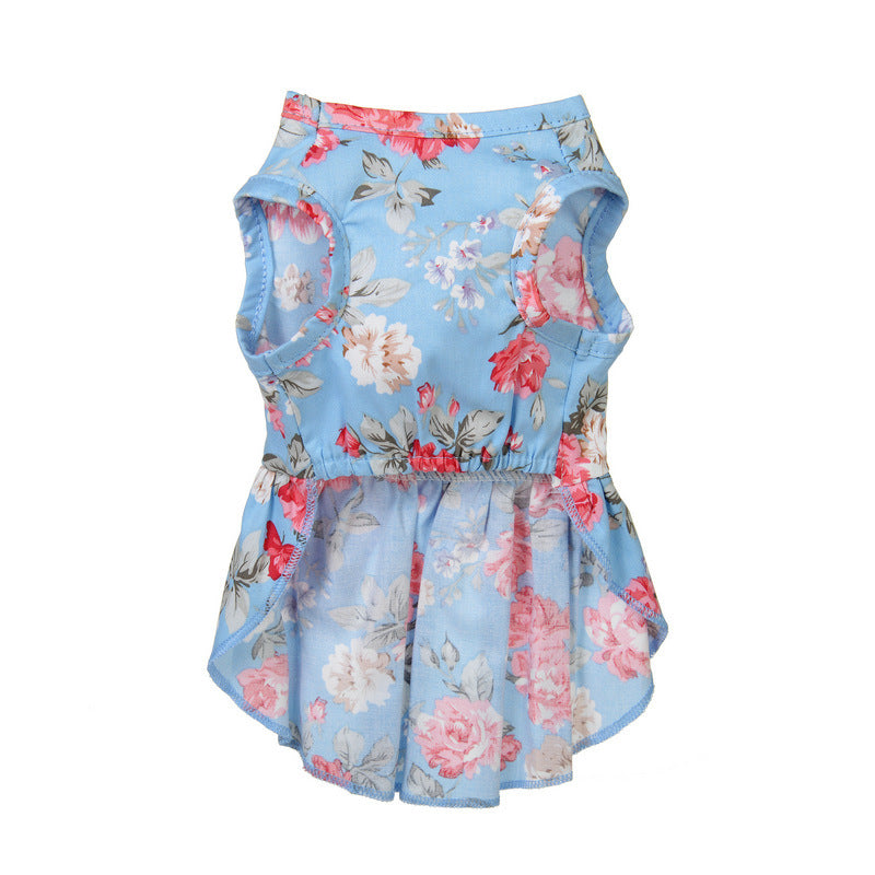KFX-8456765 Charming Princess Summer Dress for Pets in Various Floral and Polka Dot Designs