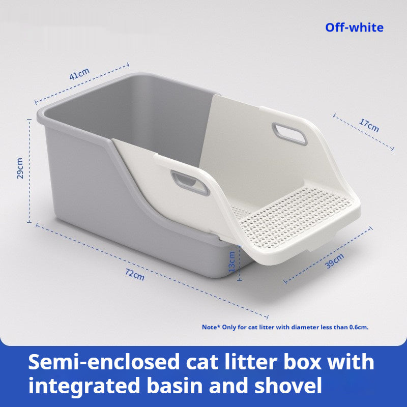 KFX-8458813 Integrated Semi Enclosed High Splash Proof Cat Litter Box in Multiple Colors