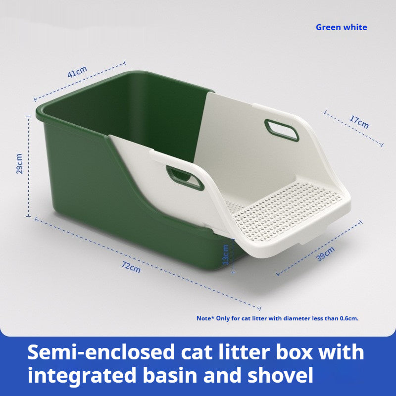 KFX-8458813 Integrated Semi Enclosed High Splash Proof Cat Litter Box in Multiple Colors