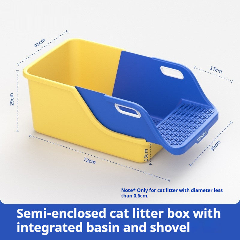 KFX-8458813 Integrated Semi Enclosed High Splash Proof Cat Litter Box in Multiple Colors